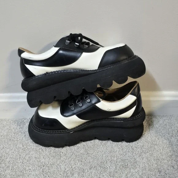 Vintage FLUEVOG Bunks Womens (9) 90s Black White Creeper Platform Rave Club - Picture 8 of 14